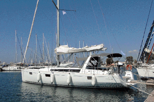 The beautiful Oceanis 48 at anchor