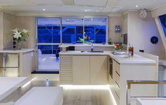 The Leopard 514 PC features and spacious and well equipped galley