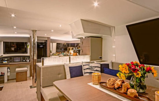 Spacious and well appointed interior of the Bali 48