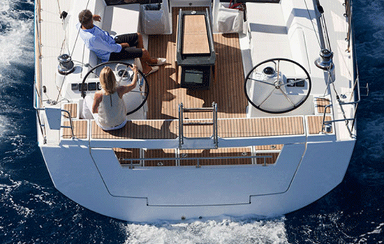 Great aerial shot of the Oceanis 48