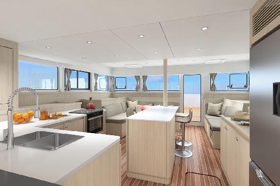 Salon and galley of the Island Spirit 525 E