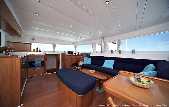 Spacious interior of the  Lagoon 42