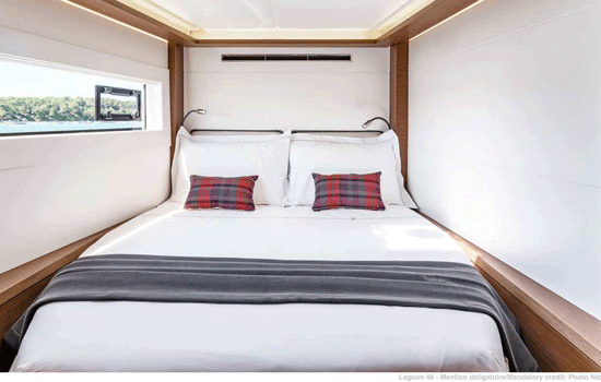 The Lagoon 46 features 4 double cabins