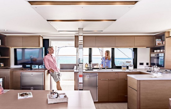 Spacious and elegant interior of the Lagoon 484