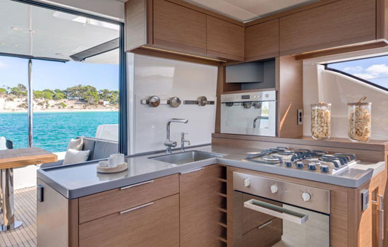 Well equipped galley of the Lagoon 505