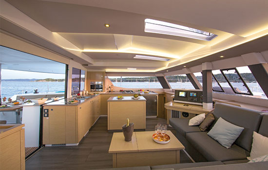 Comfortable and spacious salon and galley