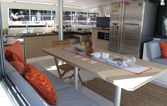Well appointed interior of the Bali 4.3 Power Catamaran