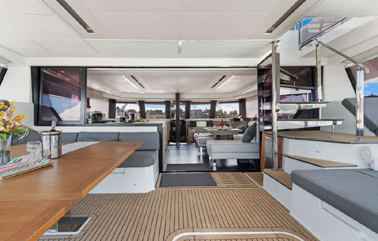 Comfortable salon of the Fountaine Pajot Alegria 67
