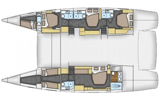 Layout ot the Fountaine Pajot Victoria 67