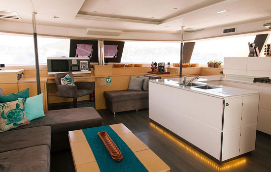 Galley of the Fountaine Pajot Victoria 67