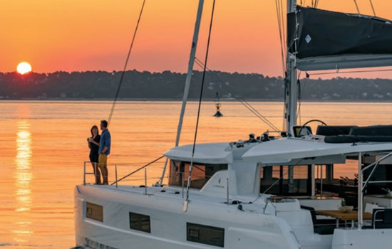 Enjoy the sunset aboard the Lagoon 46