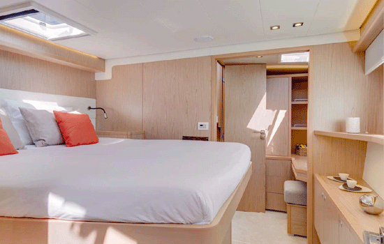 The Lagoon 52 features 4 double cabins