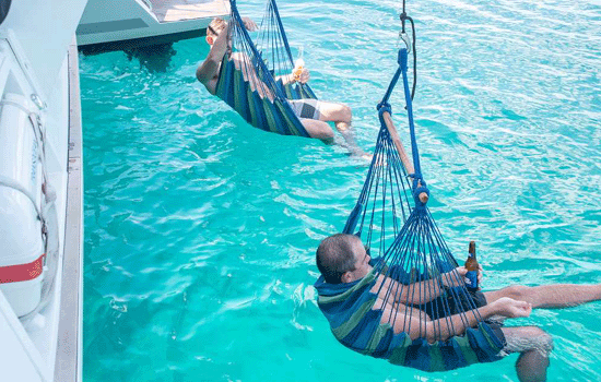 Relax on the hammocks