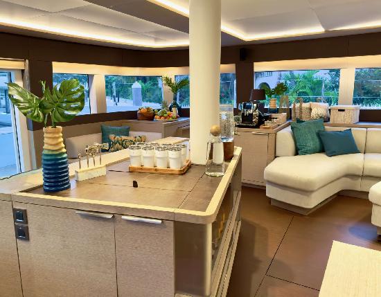 Salon and galley of the Lagoon 77