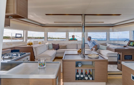 The Lagoon 50 has a spacious salon with large panoramic view.