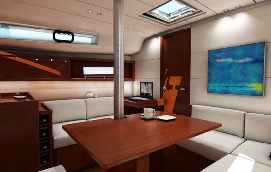 Spacious and elegant interior of the Oceanis 38.1