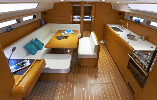 Salon and galley of the Sun Odyssey 469