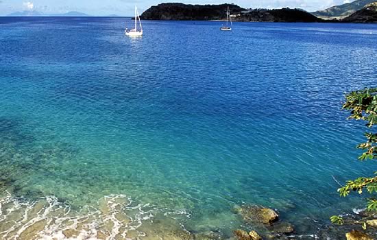 Sparkling blue waters around Antigua and Barbuda