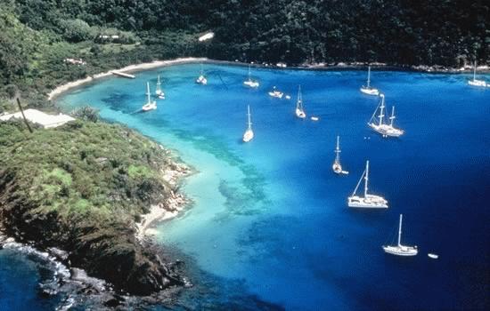 Moored boats at Peter Island