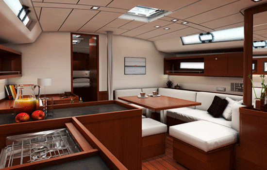 Galley and Salon of the Beneteau 45.3