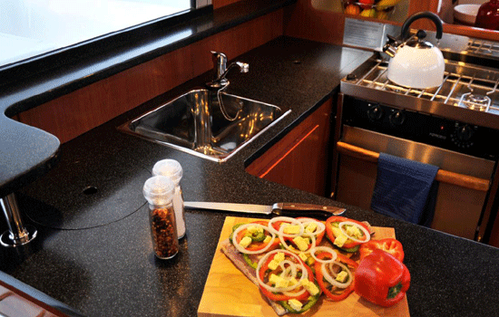 The galley is well equipped and ready to prepare delicious meals