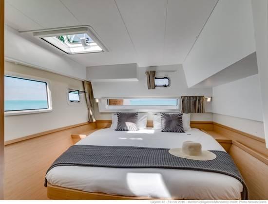 The Lagoon 42 has 3 double cabins