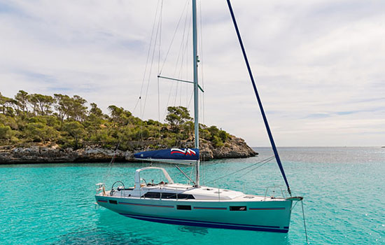 The Beneteau 42.1 at anchor