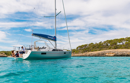 The lovely Oceanis 41.1 at anchor