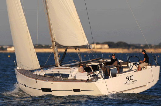 The beautiful Dufour 500 at sea