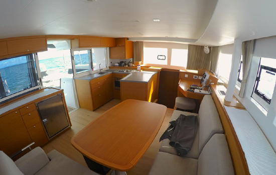 Salon and galley of the Lagoon 450
