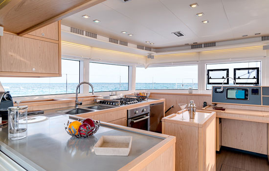 Welll equipped galley of the Lagoon 52