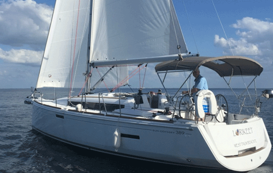 Miami Boat Rental: Sun Odyssey 389 From $3,950/week 2 cabin/1 head sleeps 7 Air conditioning,
