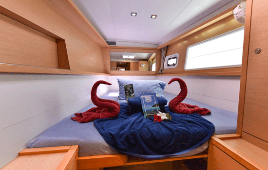 The Lagoon 450 features 4 double cabins