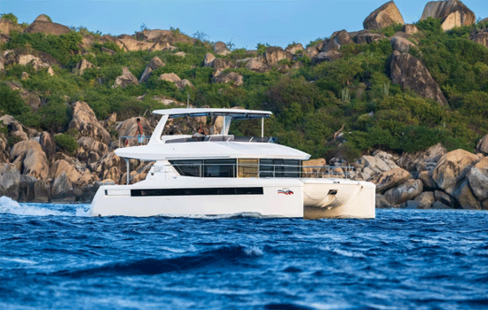 The Leopard 464 Power catamaran  underway