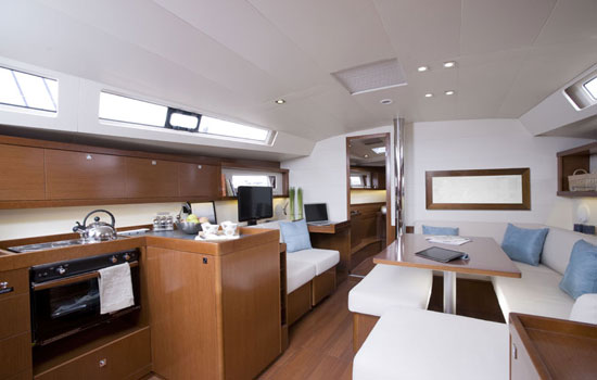 Spacious and comfortable interior of the Beneteau 48.4