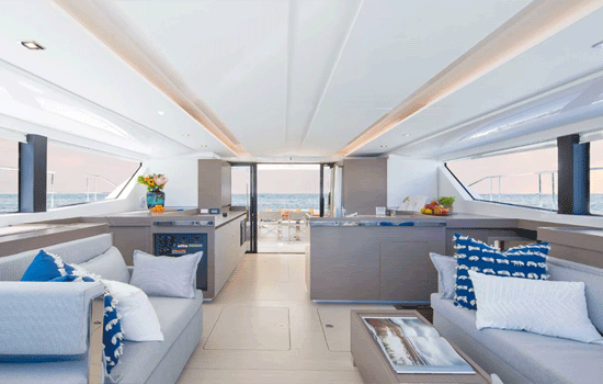 Interior of the Leopard 464 Power catamaran