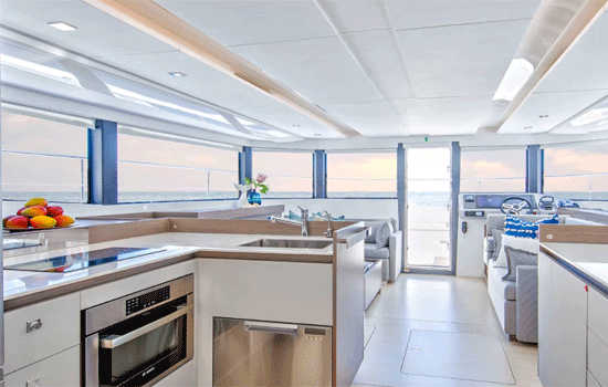 Interior of the Leopard 464 Power catamaran