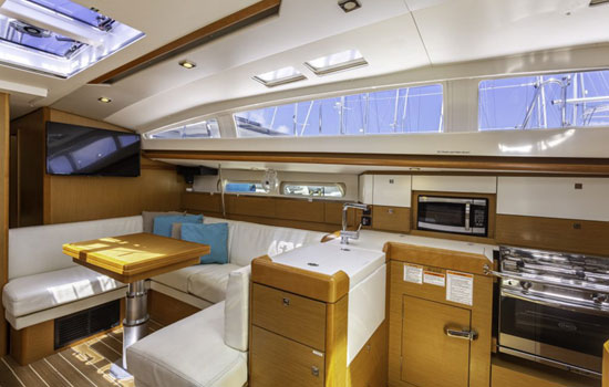 Salon and Galley of the Jeanneau 44 DS