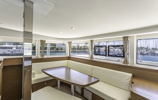 Contemporary salon with panoramic view