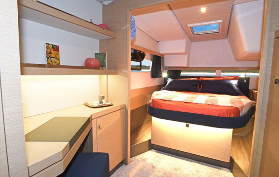 The Lucia 40 features 3 double cabins and 3 heads.