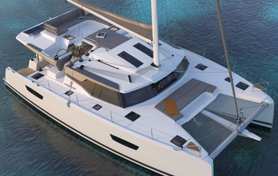 Aerial shot of the Elba 45 Catamaran